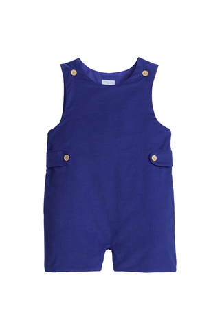 Little English - Blue Corduroy Button Tab John John