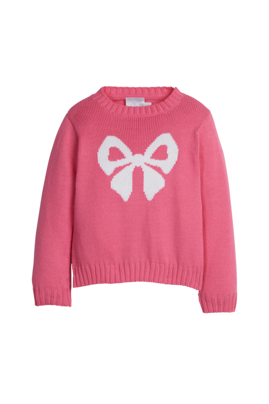 Little English - BBY - Intarsia Sweater - Hot Pink Bow