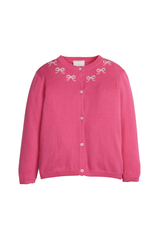 Little English - BBY - Embroided Essential Cardigan - Pink Bows