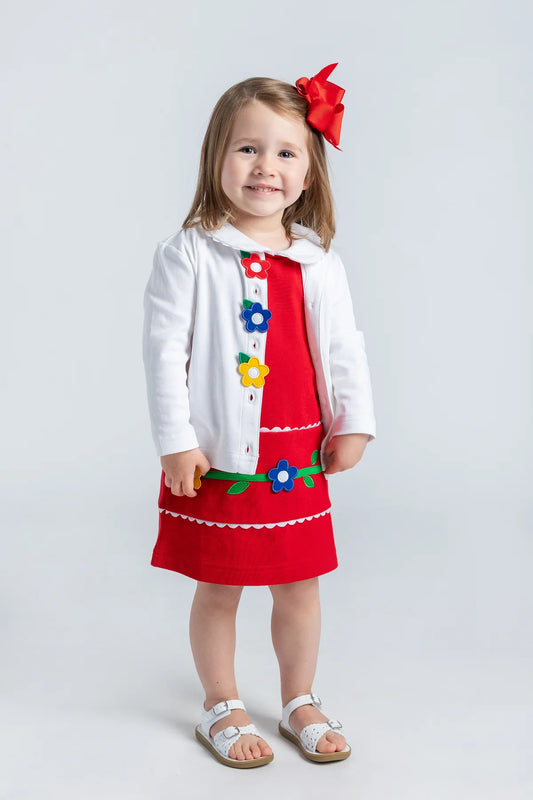 FLORENCE EISEMAN - TG - WHITE KNIT CARDIGAN WITH FLOWERS - WHITE