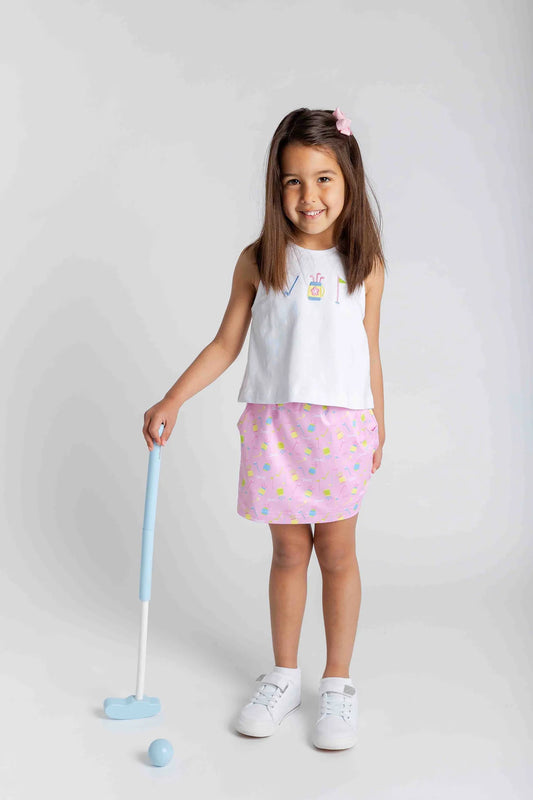 FLORENCE EISEMAN - TG - TOP AND SKORT SET WITH GOLF - WHITE/PINK
