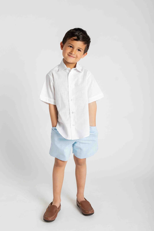 FLORENCE EISEMAN - TB - LINEN-LOOK SHORT  - LIGHT BLUE