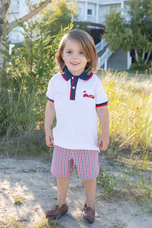 FLORENCE EISEMAN - TB - KNIT POLO WITH DERBY CAR  - WHITE