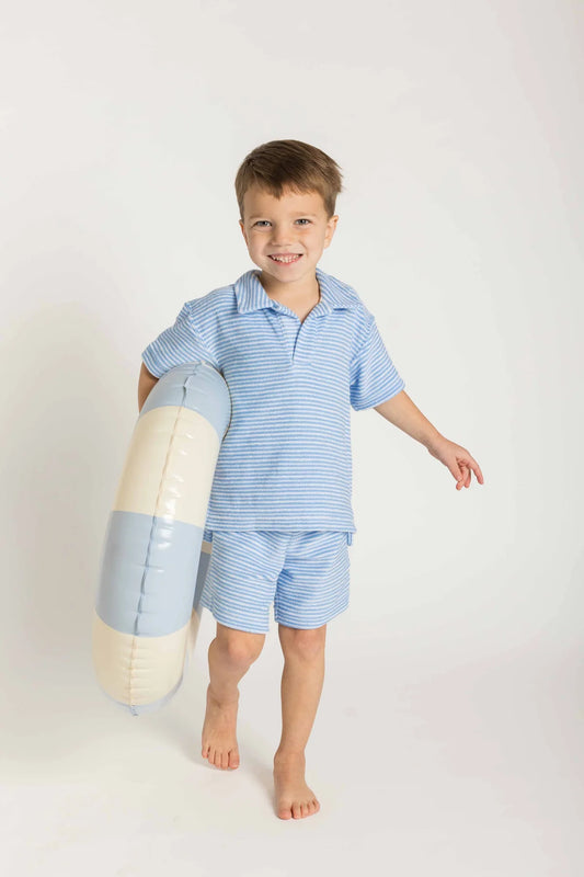 FLORENCE EISEMAN - TB - STRIPE TERRY SHORTS - BLUE/WHITE