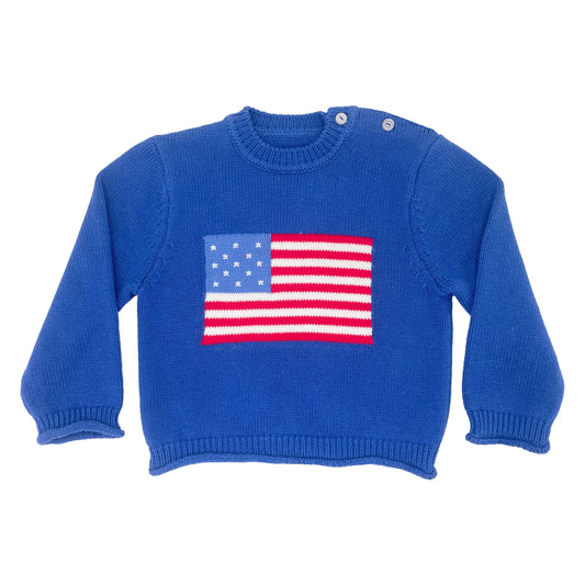 PETIT AMI & ZUBELS - TB - AMERICAN FLAG KNIT SWEATER - BLUE