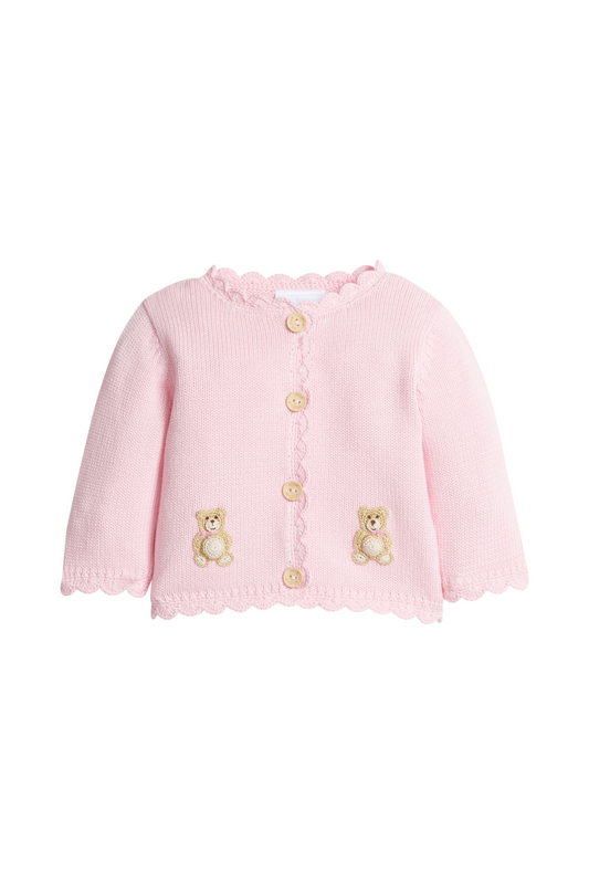 Little English - BBY - Crochet Cardigan - Pink Teddy Bear