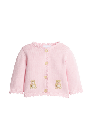 Little English - Pink Teddy Bear Crochet Cardigan