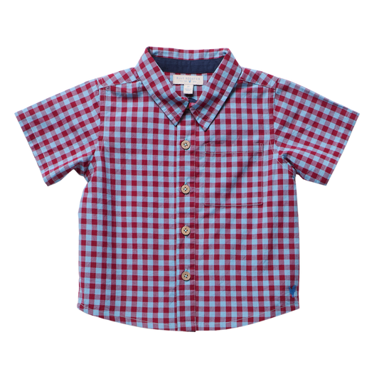 PINK CHICKEN - BB - BOYS JACK SHIRT - RED LIGHT BLUE CHECK