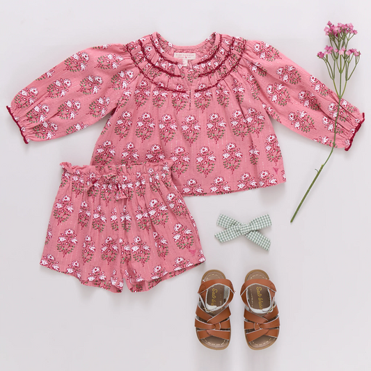 PINK CHIICKEN - TG - GIRLS AVA TOP - PINK STRAWFLOWER