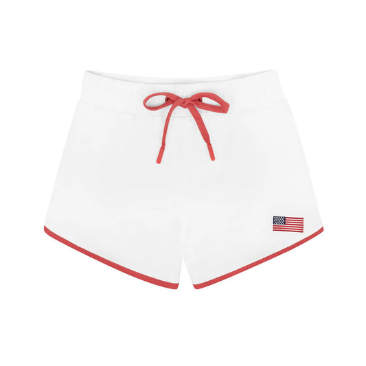 MINNOW - BB - BOYS WHITE BOARDIE WITH RED SIDE BINDING - WHITE/RED