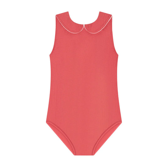 MINNOW - BG - GIRLS RED SEERSUCKER SAILOR ONE PIECE - RED SEERSUCKER