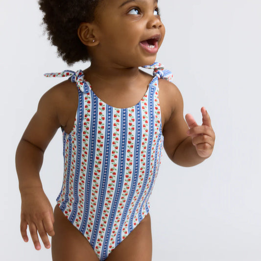 MINNOW - TG - GIRLS STRAWBERRY FIELDS TIE KNOT ONE PIECE - STRAWBERRY FIELDS RED