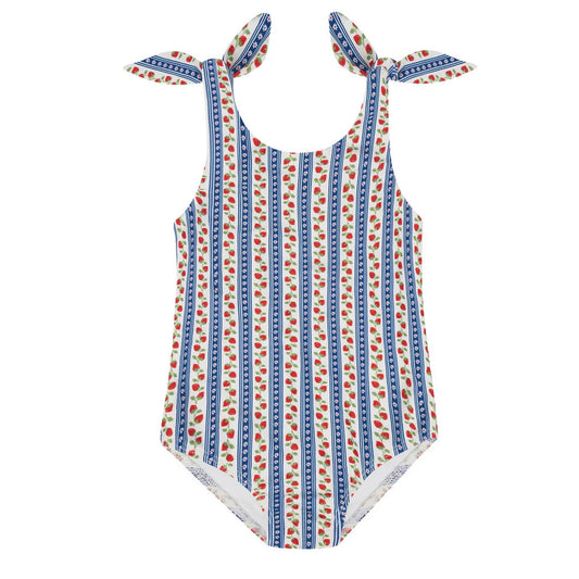 MINNOW - TG - GIRLS STRAWBERRY FIELDS TIE KNOT ONE PIECE - STRAWBERRY FIELDS RED