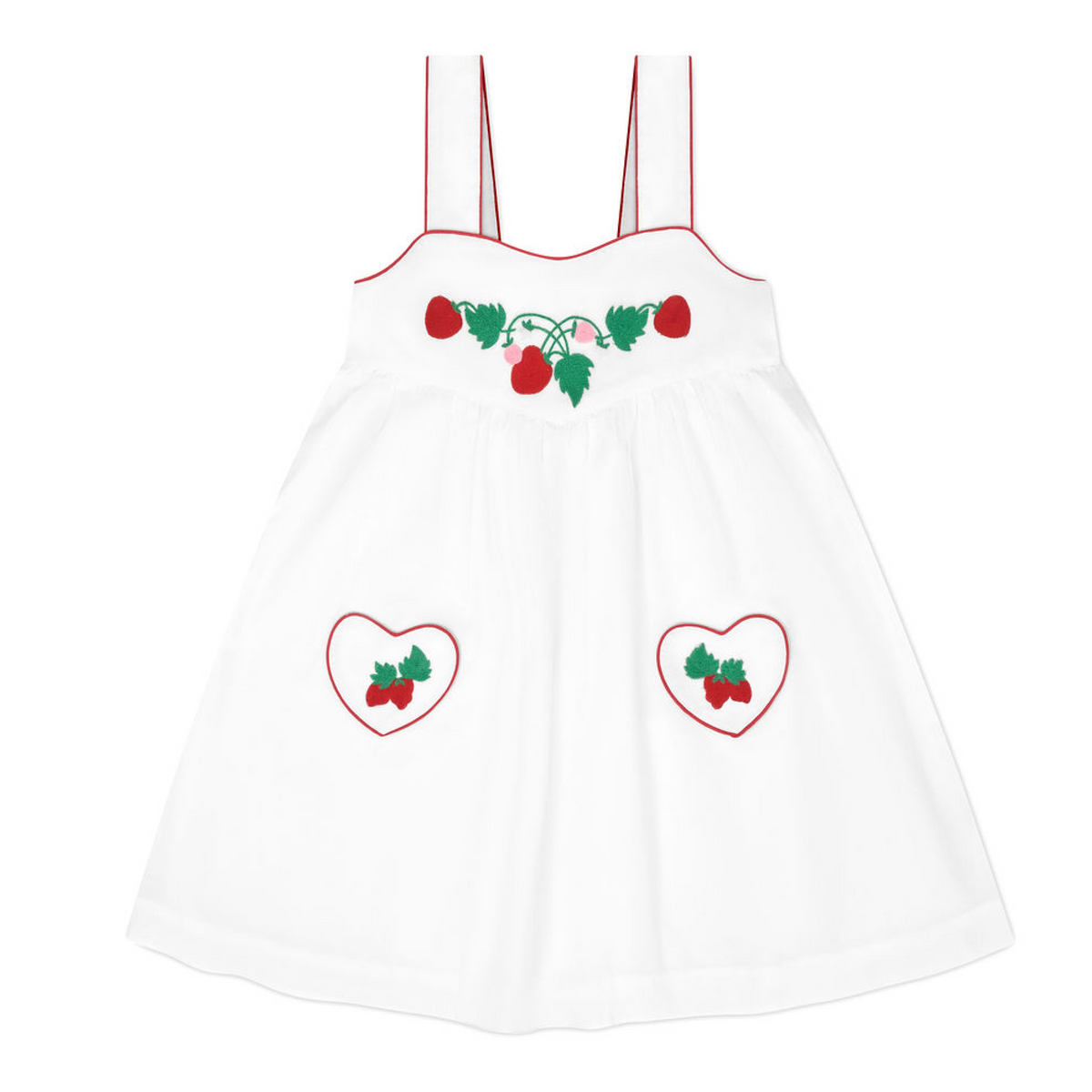MINNOW - BG - GIRLS HEART POCKET DRESS - WHITE