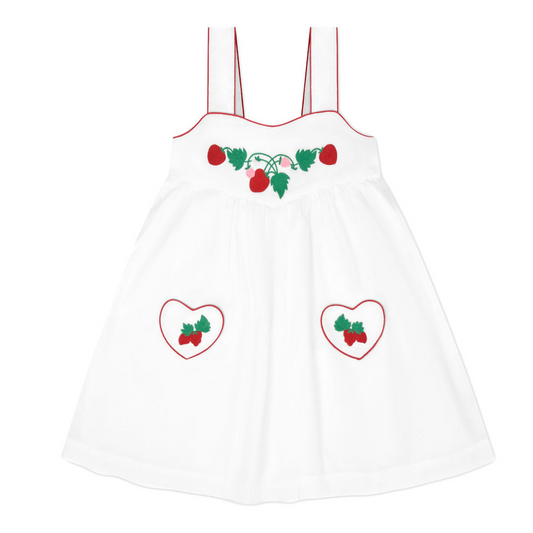 MINNOW - BG - GIRLS HEART POCKET DRESS - WHITE