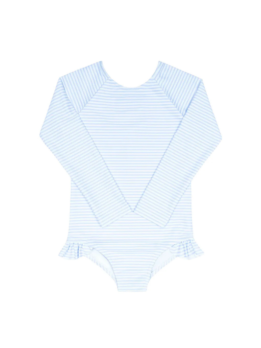 MINNOW - TG - GIRLS POWDER BLUE STRIPE RASHGUARD ONE PIECE - POWDER BLUE