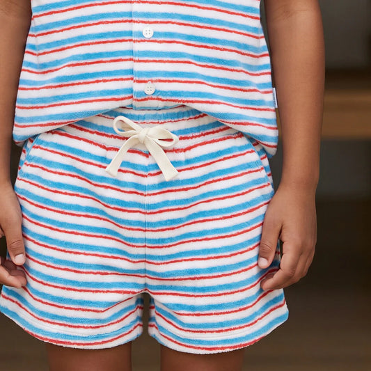 MINNOW - BB - BOYS STRIPE FRENCH TERRY SHORT - MULTI STRIPE