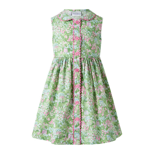 RACHEL RILEY - BG - GARDEN BUTTON-FRONT DRESS - GARDEN BLUE