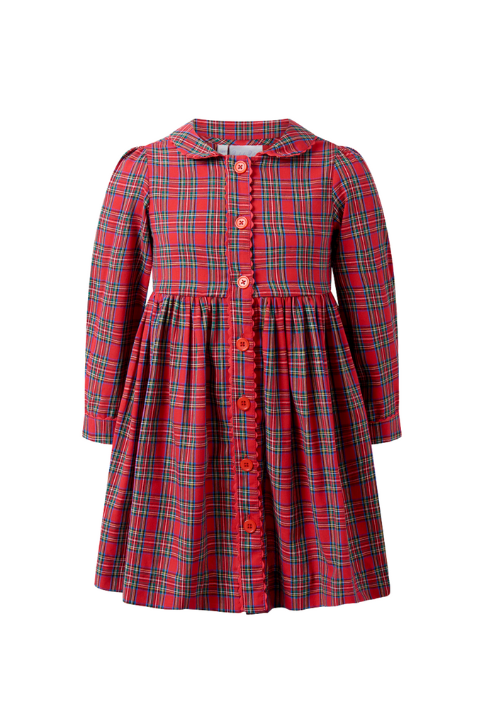 Rachel Riley - Red Tartan Button-Front Dress