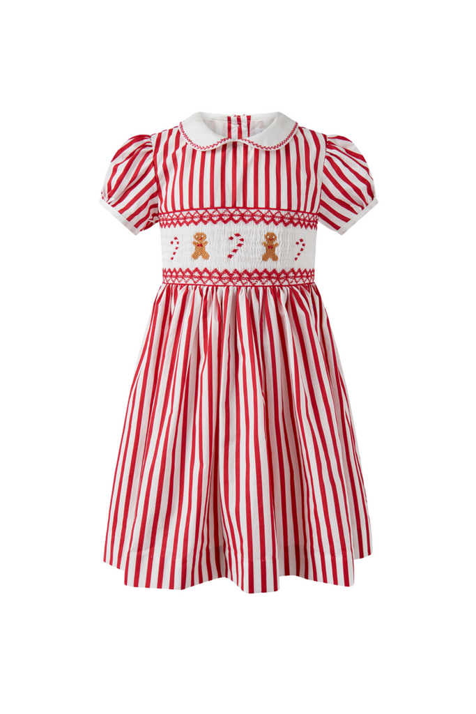 Rachel Riley - Candy Cane Stripe Smocked Dress and Bloomers Set