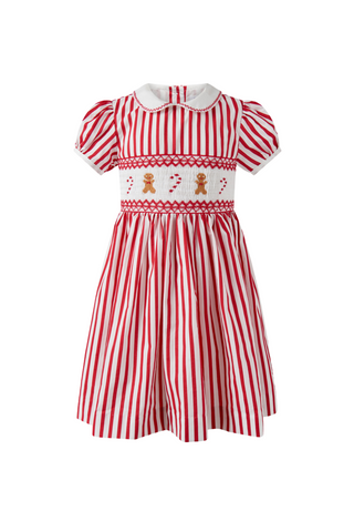 Rachel Riley - Candy Cane Stripe Smocked Dress and Bloomers Set