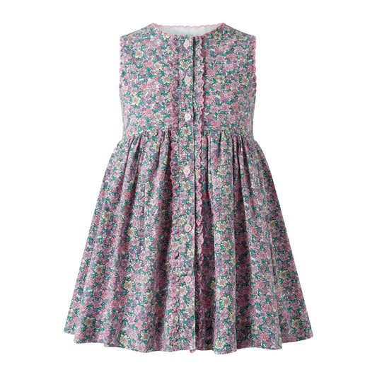 RACHEL RILEY - TG - SCALLOPED FLORAL BUTTON-FRONT DRESS - PINK FLORAL