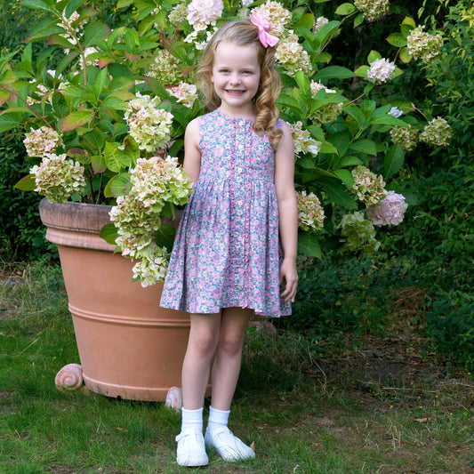 RACHEL RILEY - TG - SCALLOPED FLORAL BUTTON-FRONT DRESS - PINK FLORAL