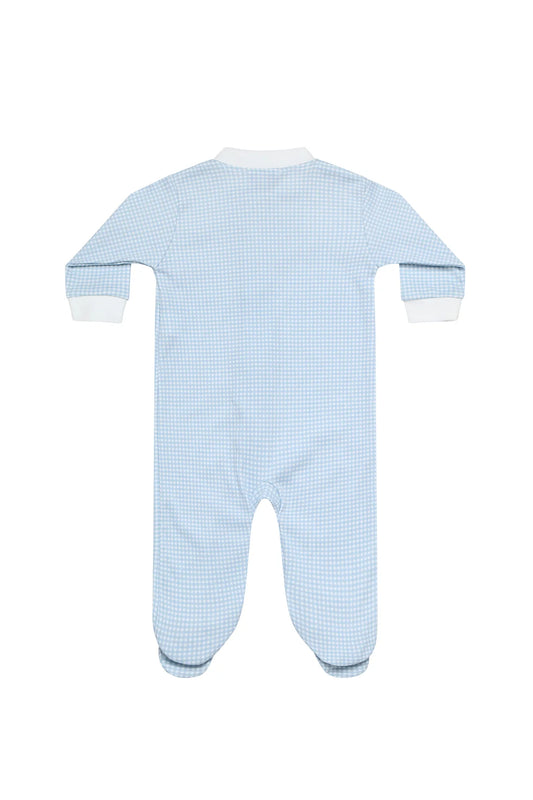 NELLAPIMA - BBY - BLUE GINGHAM ZIPPER FOOTIE - BLUE