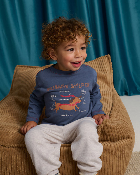 GINGERSNAPS - BBY - MYRON SAUSAGE SWIPER GRAPHIC TEE - BLUE