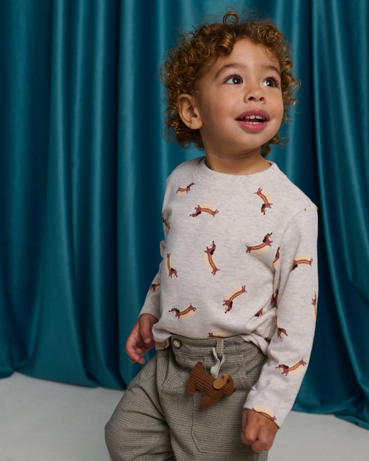 GINGERSNAPS - TB - PIERO TEE WITH ALL OVER DOG PRINT - BEIGE