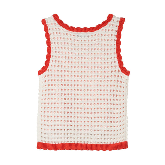 STELLA MCCARTNEY KIDS - TG - GIRL CROCHET SLEEVELESS TOP WITH FLOWERS DETAILS - WHITE