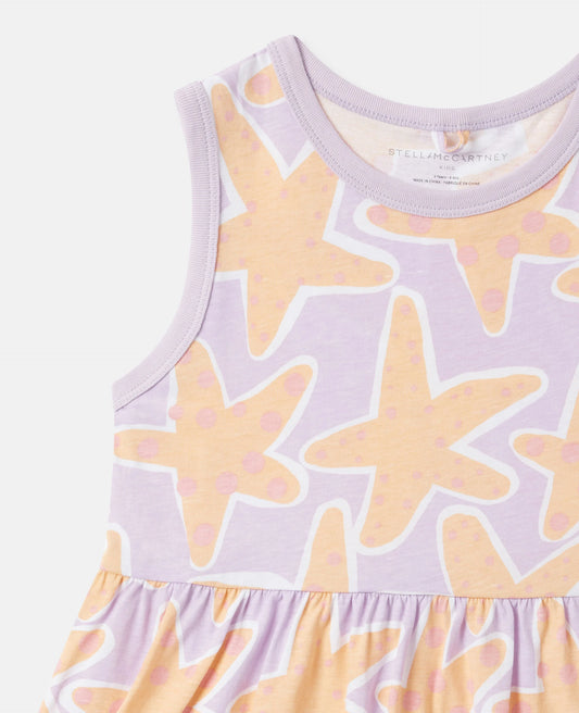 STELLA MCCARTNEY KIDS - TG - GIRL SLEEVELESS STARFISH PRINT JERSEY DRESS - PURPLE