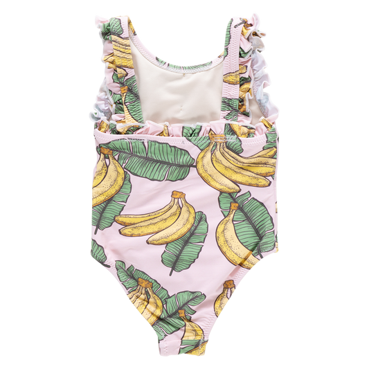 PINK CHICKEN - TG - GIRLS SYLVIE BOW SUIT - PINK BANANA LEAVES