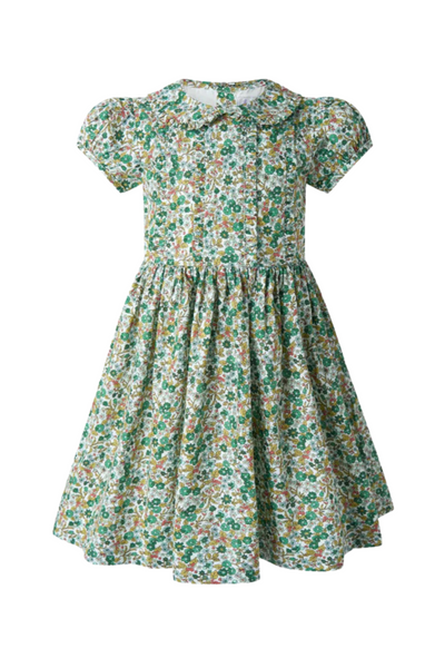 Rachel Riley - Green Botanical Frill Front Dress