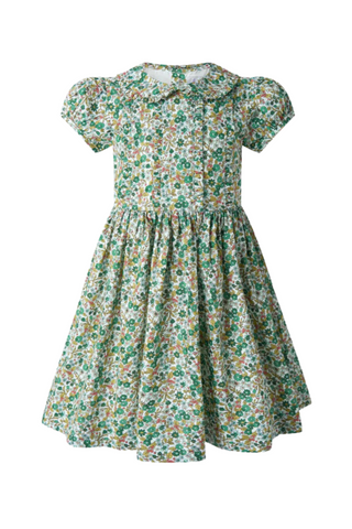 Rachel Riley - Green Botanical Frill Front Dress
