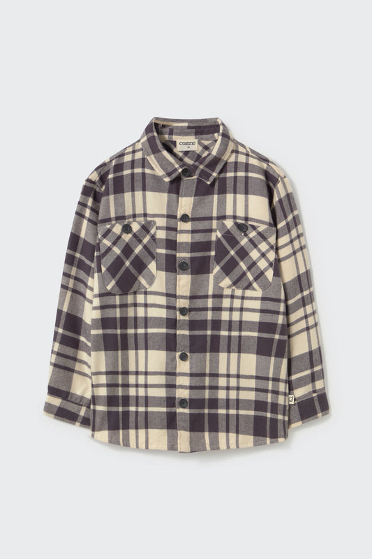 COZMO - BB - SOFT TARTAN FLANNEL SHIRT - NAVY