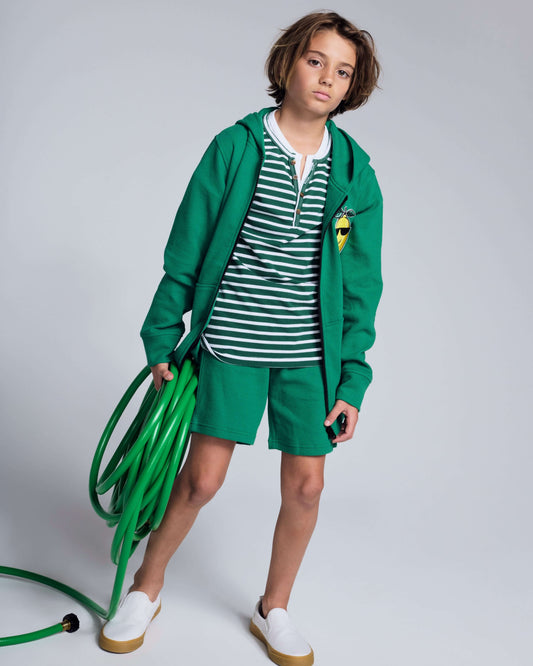 APPAMAN - BB - HILLTOP HENLEY - GARDEN GREEN STRIPE
