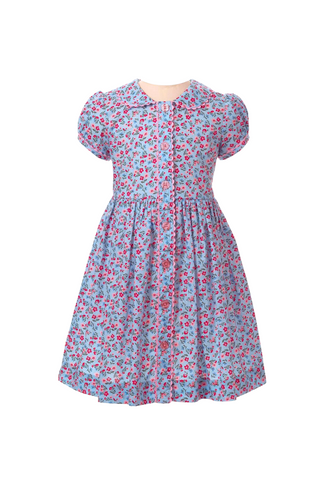 Blue Floral Button Front Dress
