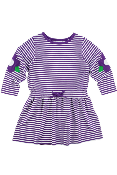 Purple Stripe Knit Flower Dress (7-16)