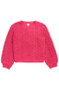 Fuzzy Cable Sweater Hot Pink
