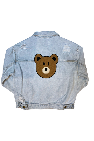 Petite Hailey - Bear Patched Denim Jacket (7-16)