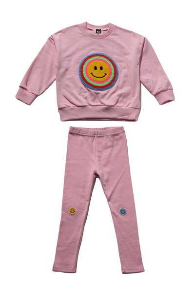Petite Hailey - Pink Multi Smile Sweatshirt Set (2-6X)