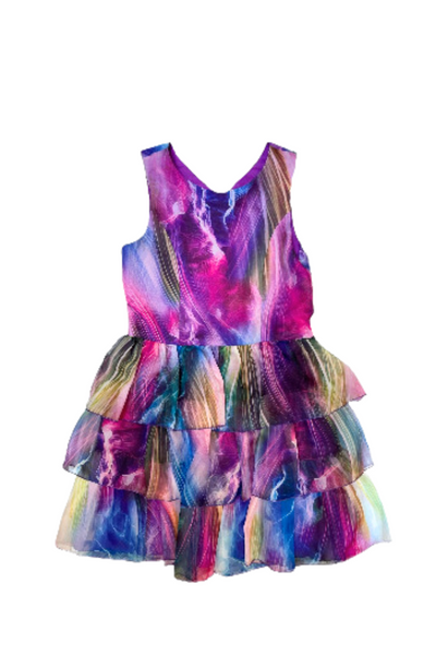 Nany Purple Organza Tiered Dress