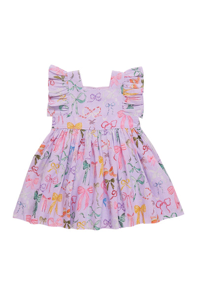 Pink Chicken - Lavender Watercolor Bows Elsie Dress