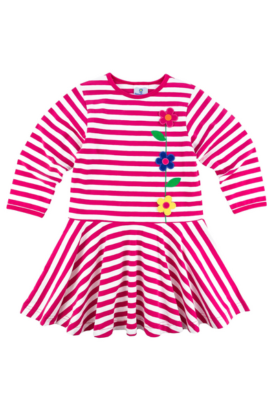 Pink Stripe Knit Flower Dress (2-6X)