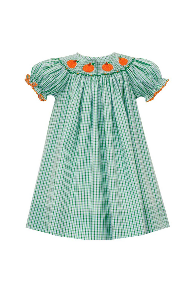 Pumpkin Blue/Green Check Bishop Dress (2-6X)