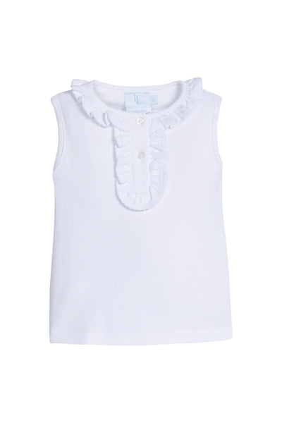 Little English - White Ruffled Henley Top