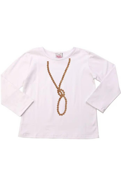 Gold Glitter Necklace Long Sleeve T-Shirt (2-6X)