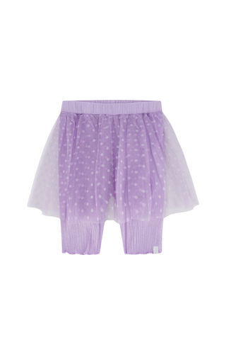 Lilac Polka Dots Mesh Biker Shorts
