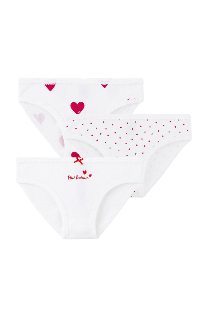 Petit Bateau - 3 Piece Heart Print Underwear